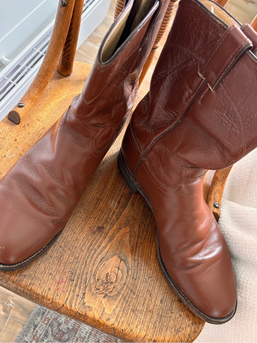 Vintage Justin Brown Leather Roper Cowboy Boots - Men's 9D